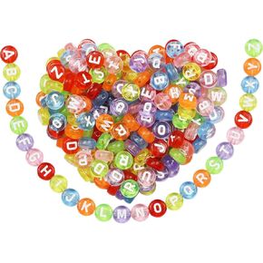 1000pcs Round Letter Beads 5 Colors Acrylic Alphabet Beads for Jewelry Making DIY Necklace Bracelet (Size 7x4mm)