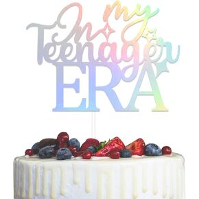 In My Teenager Era Cake Topper, Happy 13th Birthday Cake Topper, 13th Birthday Decorations for Girls Iridescent
