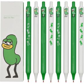 Maydahui 8 Pcs Cartoon Green Insect Gel Pens Retractable Cute Bugs Pens Little Worm Pens Balck Ink for School Home Office Supplies Birthday Gifts