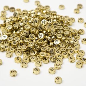 1000Pcs Letter Beads Gold Letter Beads Acrylic Alphabet Letter A-Z Cube Beads for Jewelry Making Friendship Bracelets (Cube Gold)