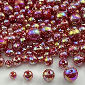 200g Pearl Beads 6mm 8mm 10mm 12mm Pearl Craft Beads Pearls Round Bulk Pearls for Bracelet Necklace Jewelry Making DIY Sewing Crafts Home Decoration Vase Filler(Light Purple AB)