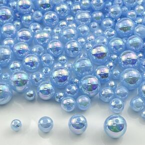 200g Pearl Beads 6mm 8mm 10mm 12mm Pearl Craft Beads Pearls Round Bulk Pearls for Bracelet Necklace Jewelry Making DIY Sewing Crafts Home Decoration Vase Filler(Light Purple AB) in Kuwait