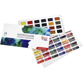 ROSA Studio Watercolor Paint Set, Made in Ukraine, 24 Water Colors of 2.5 ml, High Lightfastness Paints Kit for Adults, Artists, Students, Lightweight and Portable Travel Watercolor Kit
