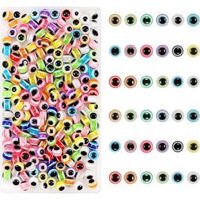 Evil Eye Beads for Bracelets Making Pack Bulk, 4MM Colorful Cute Round Circle Evil Eye Beads Mal De Ojo Turco para Bisuteria Charms for Jewelry Making Aesthetic Supplies Cuentas para Pulseras 300Pcs