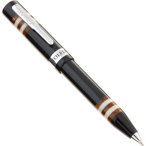 Conklin Toledo Ballpoint Pen in Black with Burgundy and White Ring Segments - Luxury Pen with Glossy Resin Body - Great Gift for Pen Enthusiasts