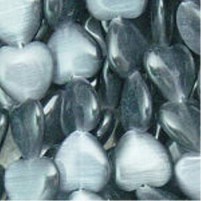 6mm Heart Shaped Cat's Eye Bead Strands Grade "A" Fiber Optic, 65 Beads per Strand, 14 Colors to Choose from (White)