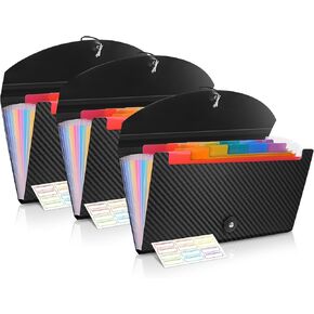 Receipt Organizer Cesil 3PCS 13 Pockets Receipt Holder Small Accordion File Organizer Expanding File Folder Large Capacity Cards Ticket File Check Cards Bill Business Coupons Storage Case