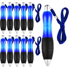 Jetec 10 Pieces Big Fat Pens Heavy Weighted Short Ballpoint Pens 0.7mm Blue Body with Hanging Rope Large Wide Grip for Arthritis, Hand Pain, Parkinson, Tremor, Carpal Tunnel