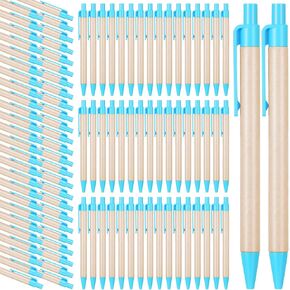 Sabary 100 Pack Ballpoint Pen Retractable Ballpoint Pen 5.5, 3.93 Inches Black Ink Click Pens Recycled Kraft Paper Pens for Bridal Shower Office Writing Journaling Supplies(Mini,Pink)