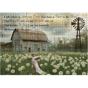 Christian Religious Puzzles for Adults 1000 Pieces, Nature Bible Scripture Cross Jigsaw Puzzles, Jesus Landscape Scenic Puzzle