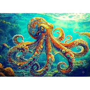 Deep Blue Octopus 1000 Piece Jigsaw Puzzle for Adults, Best New Marine Artwork Puzzle, Impossible Hard Difficult Challenging Puzzles for Adults & Puzzle Enthusiasts Unique Brain Teaser Gift