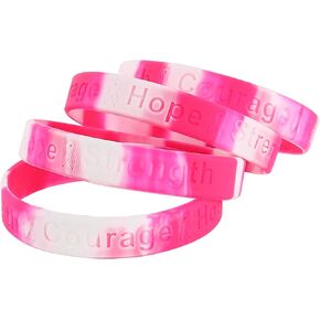 Skeleteen Breast Cancer Awareness Bracelets - Pink Ribbon Camouflage Silicone Rubber Cancer Support Bulk Party Giveaways Favors - Lot of 50