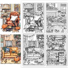 CHGCRAFT Autumn Pumpkin Home Background Clear Stamps Fall Leaves Transparent Silicone Stamps Seal for DIY Scrapbooking Cards Making Photo Album Home Decoration, 8.3x5.8Inch