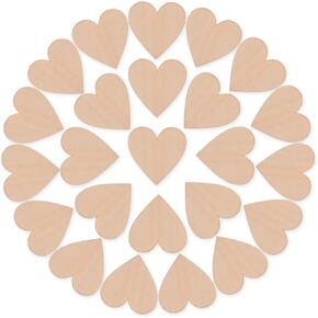 DS. DISTINCTIVE STYLE 50 Pieces 2 Inches Blank Wood Hearts Slices Discs Wedding Christmas Ornaments Crafts Supplies Heart Cutout Shape Unfinished Wood