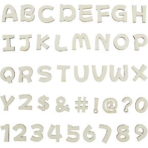 84 Pcs 3 Inch Wooden Letters Wooden Numbers Set, 7 Styles Unfinished Wooden Letters Paintable Blank Wooden Numbers Alphabet and Symbol for DIY Gift Boxes Sign Kids Spelling Learning