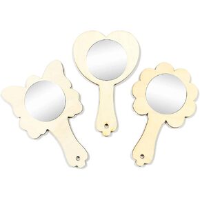 18 Pack Unfinished Wood Mirrors for Crafts Small Wooden Handheld Mirrors for DIY Homemade