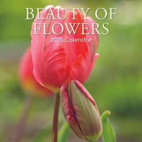 The Gifted Stationary 2025 Square Wall Calendar, Beauty of Flowers, 16-Month Floral Theme Hanging Calendar with 180 Reminder Stickers, Month Planner for Creative Spaces, 12x12 In