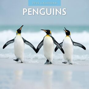 Red Robin 2025 Penguins Monthly Wall Calendar | 12" x 24" Open | Premium Thick & Sturdy Paper | Hangable 12 Month Calendar | Plastic Free | 4 Month Transition Page for 2024