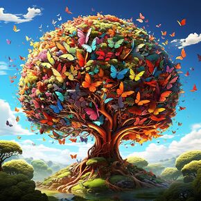 Butterfly Diamond Painting Kits for Adults,Tree Diamond Painting Kits for Adults,DIY 5D Tree of Butterfly Diamond Art Kits for Adults,Butterfly Tree Gem Art for Gift Home Wall Decor (14×14Inch)