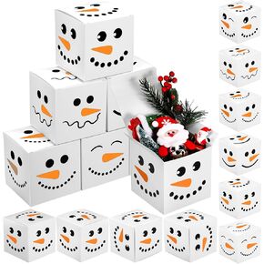 TecUnite 18 Pcs Christmas Snowman Gift Boxes with Lids Christmas Boxes for Gifts Snowman Holiday Present Box Decoration Stackable Storage Decorative Boxes for Xmas Winte Party Pastries(3 x 3 x 3 Inch)