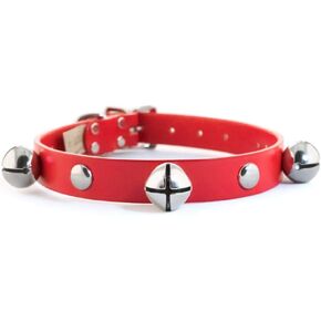 Jingle Bell Studded Dog Collar - Festive Adjustable Accessory - Comfortable Fit Design for Holiday Celebrations | Red, 14-18 inches