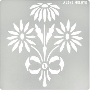 Aleks Melnyk No.285 Metal Stencil, Daisy Flower, Leaf Blossom, Bouquet of Daisies, Small Stencil, 1 PC, Template for Wood Burning, Engraving, Crafting, Scrapbook, Art