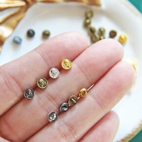5mm / 0.2" Super Tiny Skull Round Shank Buttons, Mini Doll Buttons, Doll Blouse Shirt Overcoat Buttons, Extra Mini, in 4 Colors, Doll Sewing Craft Supplies (10pcs)