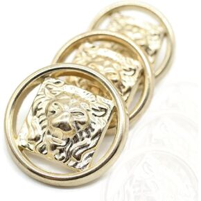 Lion Gold Metal Shank Buttons - 12 Pcs - 4 Size Options - Luxury Lion Crown Kingdom Metal Shank Buttons for Men Women Blazer Coat Uniform Shirt Suit and Jacket Sewing Craft DIY LN4930