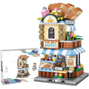 MEIEST Mini City Shop Street View Building Blocks Model Set,Creative DIY Simulation Architecture Collection Particle Construction Building Bricks Toy for Kids Adult Home Decor (Bakery)