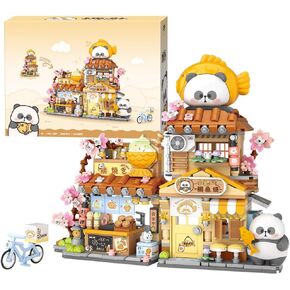Panda Florist Street Scene Building Kit, Openable Flower Shop Building Set for Boys Girls Age 8+,810pcs Mini Bricks