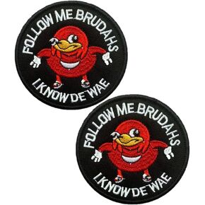 Ugandan Knuckles Follow Me Brudahs I Know De Wae Funny Patch Hook and Loop Tactical Morale Applique Fastener Military Embroidered Patch 2Pcs