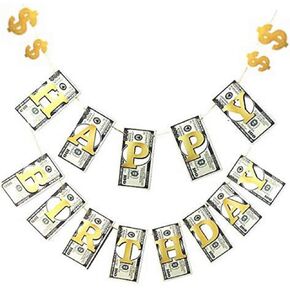 Money Dollar Bill Signs Theme Paper Happy Birthday Banner Bill Pennant Banner Birthday Party Decorations Party Supplies