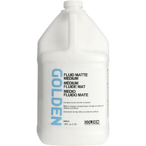 Fluid Matte Medium by GOLDEN, 128 fl. oz. Jug, Professional Acrylic Medium, Semi-Transparent