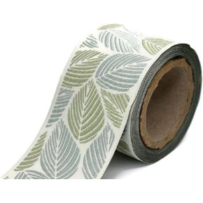 3.8 Yard Spool 2.7" Green & Blue Tropical Leaves Drapery Trim Jacquard Ribbon for Your Drapes Curtains Drapery Banding Trim Tape V2 196