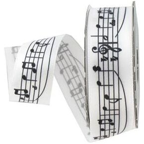 Satin Music Note Ribbon - 7/8in Wide - 5 Yards