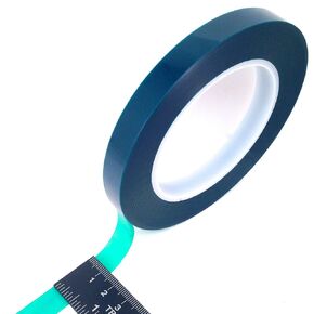 1/2" Wide High Temp Masking Tape for Powder Coating, Custom Painting, Hydrodip, Sublimation - Green Polyester Silicone Adhesive