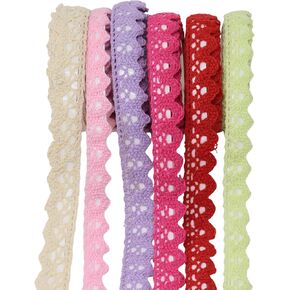 Honbay 6 Rolls of Lace Tapes Fabric Trim Decorative Tapes Lace Pattern Self-Adhesive Tapes Washi Tape Masking Tape for Scrapbook Drawers Cups Books Hats Bags Crafts - 6 Colors, 16mm x 2yards (A)