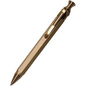 Six-Edge Solid Brass Pen, Press type Metal Signature Pen EDC Writing Pen with Clip, Comes With Black Pen Pouch, Gift for Office, Business, Executive, Friends