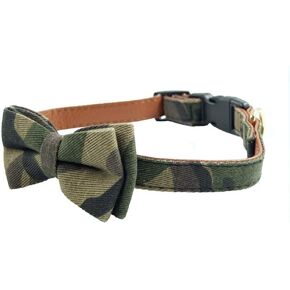 Dog Collar Bow Ties - Sturdy Soft Material&Leather Camouflage Collars for Small Medium Large Dogs Breed Puppies Adjustable 18 Colors and 3 Sizes (Camouflage, S 10"-14")