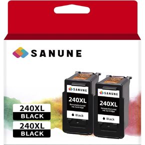 Remanufactured Ink Cartridge Replacement for Canon 240 240XL Black Ink Cartridges for Canon MG3620 MG3600 MG3520 MG3222 TS5120 MX472 MX452 MX532 Printer (Black, 2-Pack)