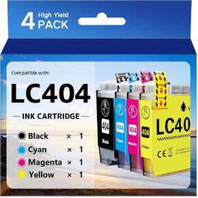 LC404 for Brother LC404 Ink Cartridges for Brother Printer for Brother LC404 LC-404 LC404XL Ink Cartridge Compatible for Brother MFC-J1205W MFC-J1215W MFC-J1205W XL Ink Cartridges (4 Pack)