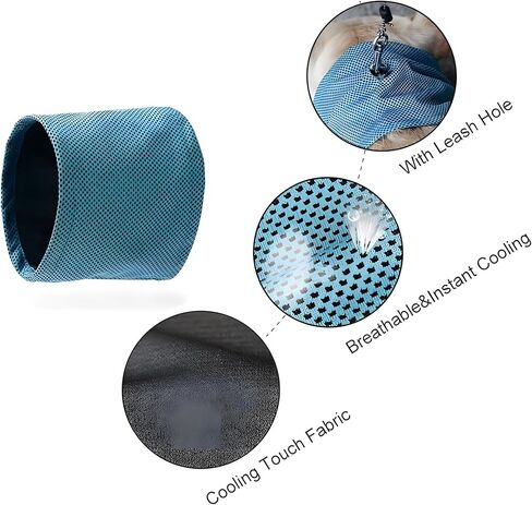 NACOCO 2 Pcs Dog Instant Cooling Scarf Summer Pet Bandana Cats Collar Ice Towels for Bulldog (Blue, M) in Kuwait