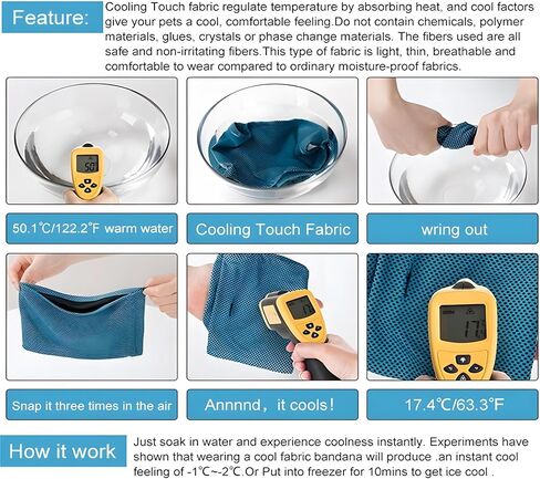 NACOCO 2 Pcs Dog Instant Cooling Scarf Summer Pet Bandana Cats Collar Ice Towels for Bulldog (Blue, M) in Kuwait