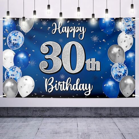 Happy 40th Birthday Decorations,40th Blue & Silver Balloon Large Birthday Banner Backdrop Sign,Cheers to Forty Years Old Bday Party Supplies. in Saudi Arabia