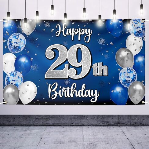 Happy 40th Birthday Decorations,40th Blue & Silver Balloon Large Birthday Banner Backdrop Sign,Cheers to Forty Years Old Bday Party Supplies. in Saudi Arabia