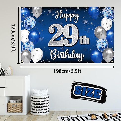 Happy 40th Birthday Decorations,40th Blue & Silver Balloon Large Birthday Banner Backdrop Sign,Cheers to Forty Years Old Bday Party Supplies. in Saudi Arabia