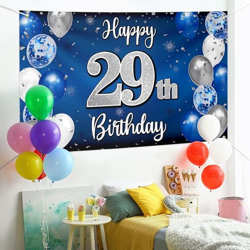 Happy 40th Birthday Decorations,40th Blue & Silver Balloon Large Birthday Banner Backdrop Sign,Cheers to Forty Years Old Bday Party Supplies. in Saudi Arabia