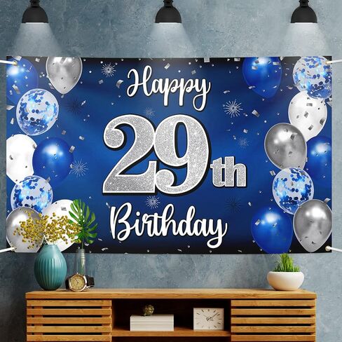 Happy 40th Birthday Decorations,40th Blue & Silver Balloon Large Birthday Banner Backdrop Sign,Cheers to Forty Years Old Bday Party Supplies. in Saudi Arabia
