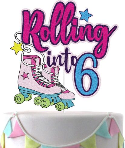 Rolling into 10 Cake Topper Roller Skate Happy 10th Birthday Cake Topper 10 Ten Years Old Colorful Rolling Retro Girl Club Hip Hop Theme Party Cake Decoration Supplies for Kids Girls in Saudi Arabia