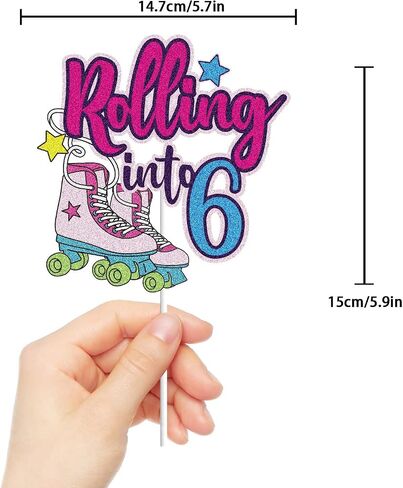 Rolling into 10 Cake Topper Roller Skate Happy 10th Birthday Cake Topper 10 Ten Years Old Colorful Rolling Retro Girl Club Hip Hop Theme Party Cake Decoration Supplies for Kids Girls in Saudi Arabia